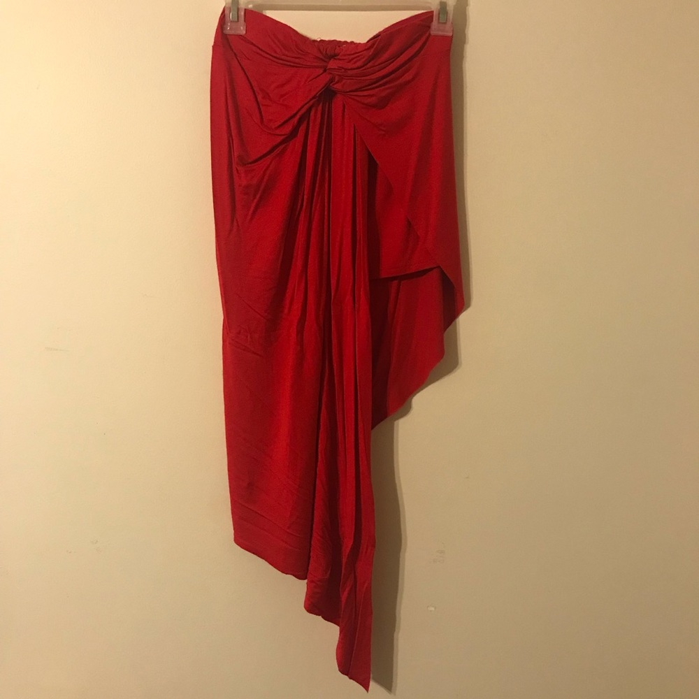 Red Asymmetrical dress with side knot